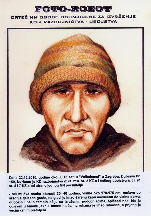 Objavljen fotorobot pljačkaša i ubojice Objavljen fotorobot pljačkaša i ubojice