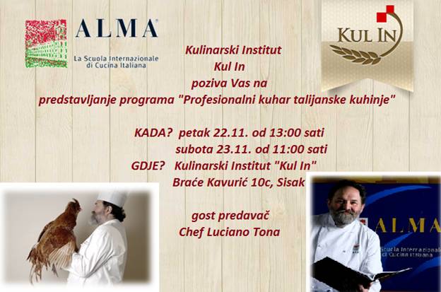 Prezentacija programa „Profesionalni kuhar talijanske kuhinje“ u sisačkom Kul In-u Prezentacija programa „Profesionalni kuhar talijanske kuhinje“ u sisačkom Kul In-u