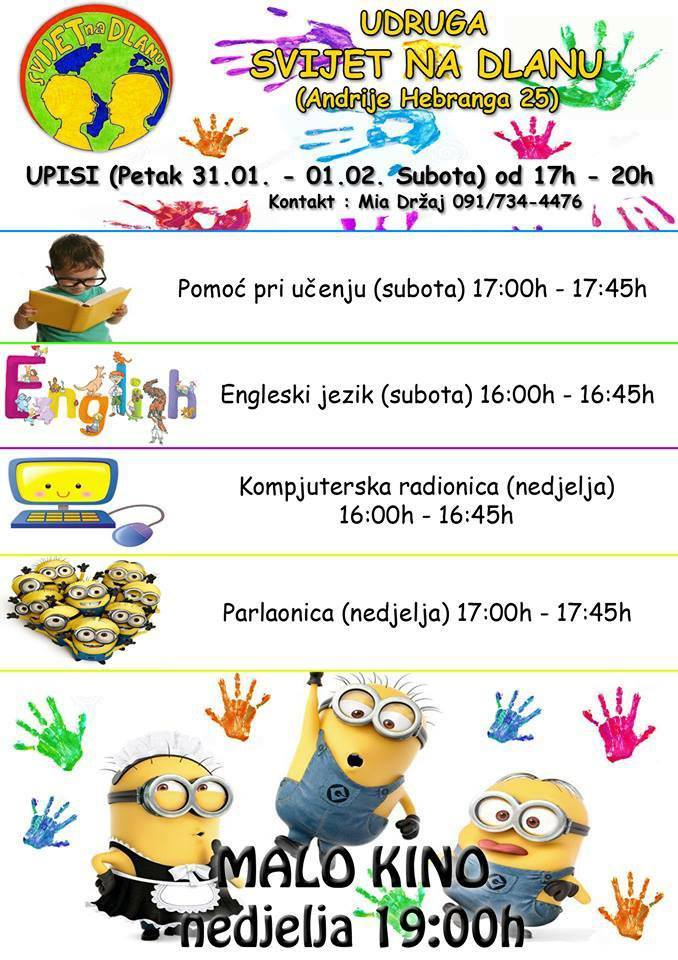 Upisi na besplatne radionice Udruge Svijet na dlanu Upisi na besplatne radionice Udruge Svijet na dlanu