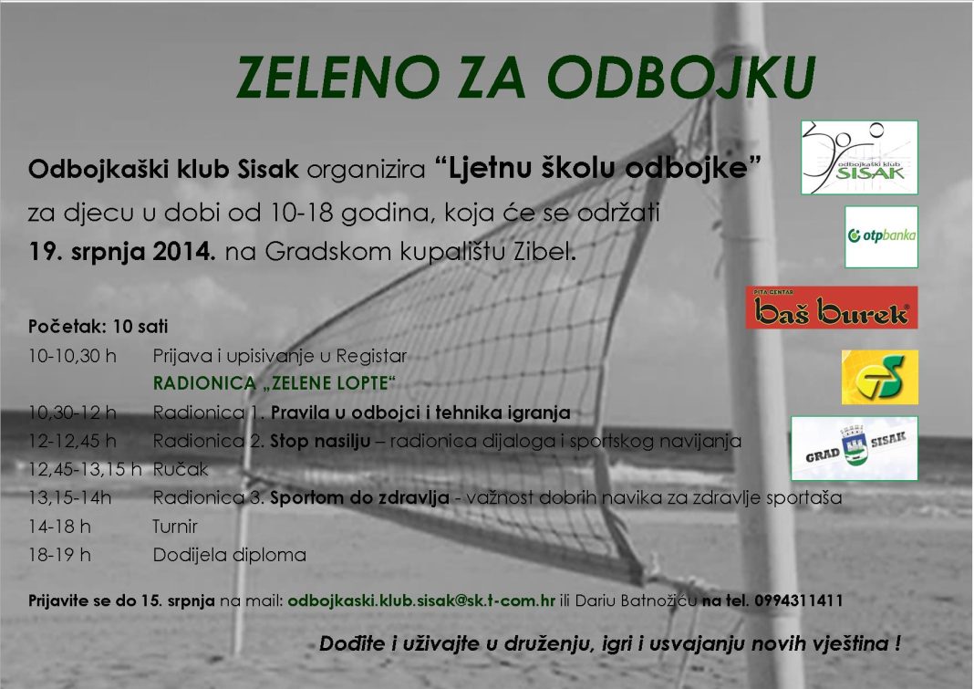 Prijavite se na Ljetnu školu odbojke Odbojkaškog kluba Sisak Prijavite se na Ljetnu školu odbojke Odbojkaškog kluba Sisak
