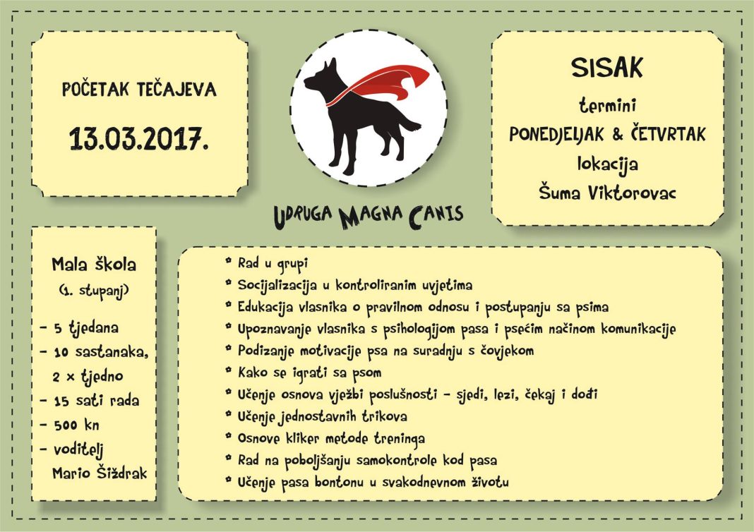 Novi ciklus tečaja poslušnosti pasa u Sisku Novi ciklus tečaja poslušnosti pasa u Sisku