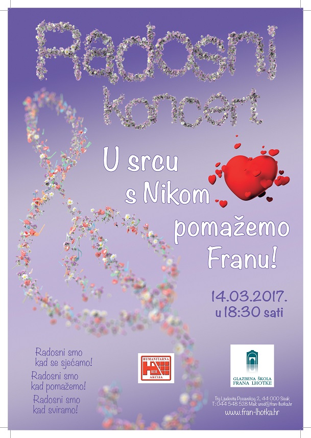 Koncert „U srcu s Nikom pomažemo Franu“ u Glazbenoj školi Sisak Koncert „U srcu s Nikom pomažemo Franu“ u Glazbenoj školi Sisak