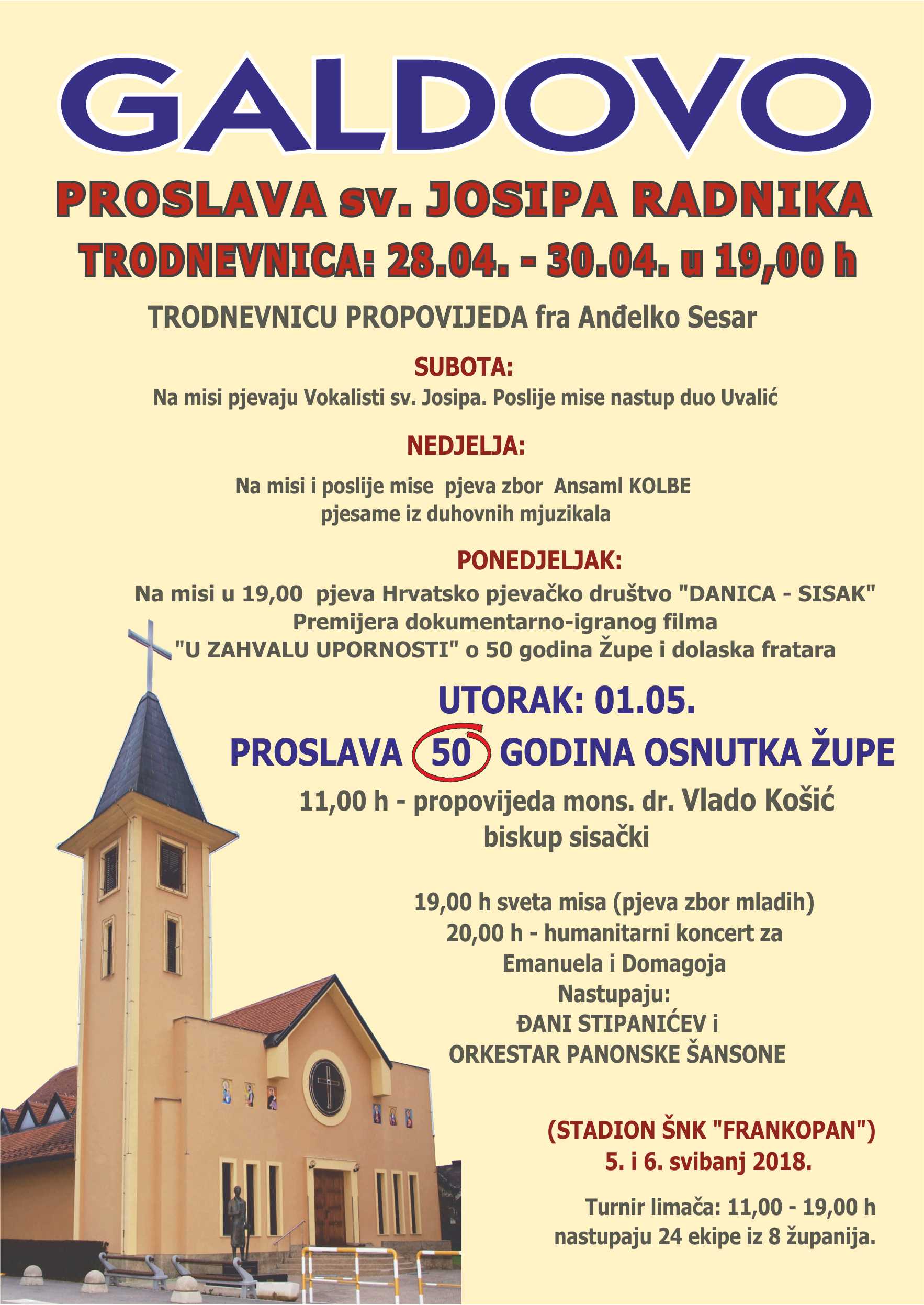 Župa sv. Josipa Radnika Galdovo slavi 50. obljetnicu Župa sv. Josipa Radnika Galdovo slavi 50. obljetnicu