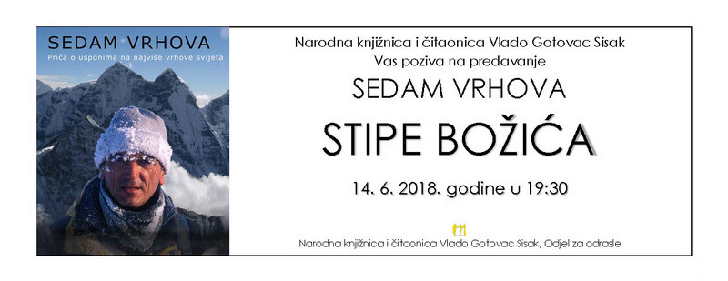 Stipe Božić u Sisku o “Sedam vrhova” Stipe Božić u Sisku o “Sedam vrhova”