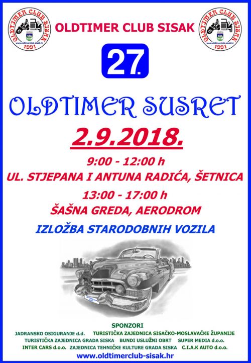 27. Oldtimer susret u Sisku bit će u nedjelju, 2. rujna 27. Oldtimer susret u Sisku bit će u nedjelju, 2. rujna