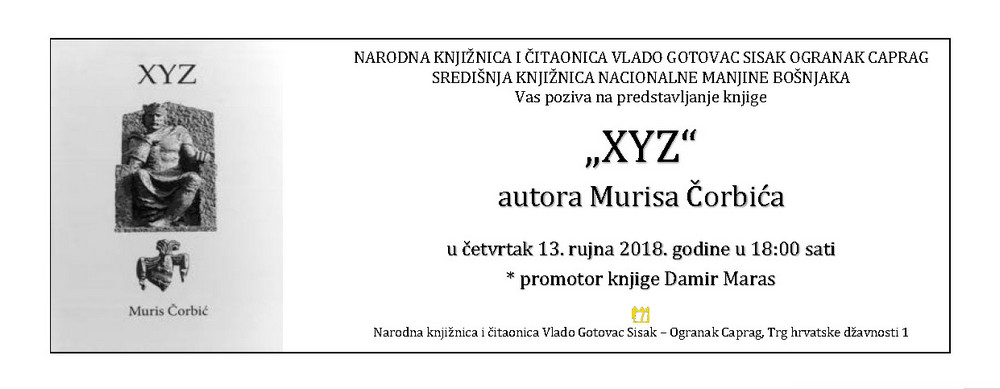Predstavljanje knjige “XYZ” Murisa Čorbića u capraškoj knjižnici Predstavljanje knjige “XYZ” Murisa Čorbića u capraškoj knjižnici