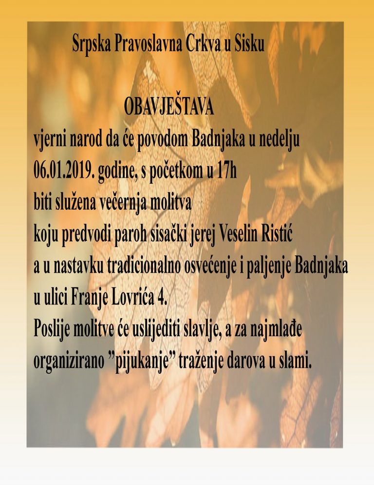 Liturgijska slavlja u Sisku povodom pravoslavnog Badnjaka i Božića