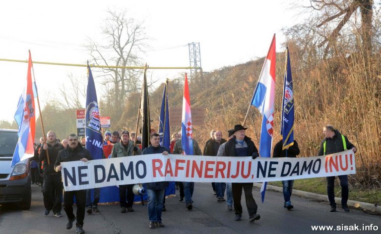 Prosvjed Stožera za obranu sisačke Rafinerije