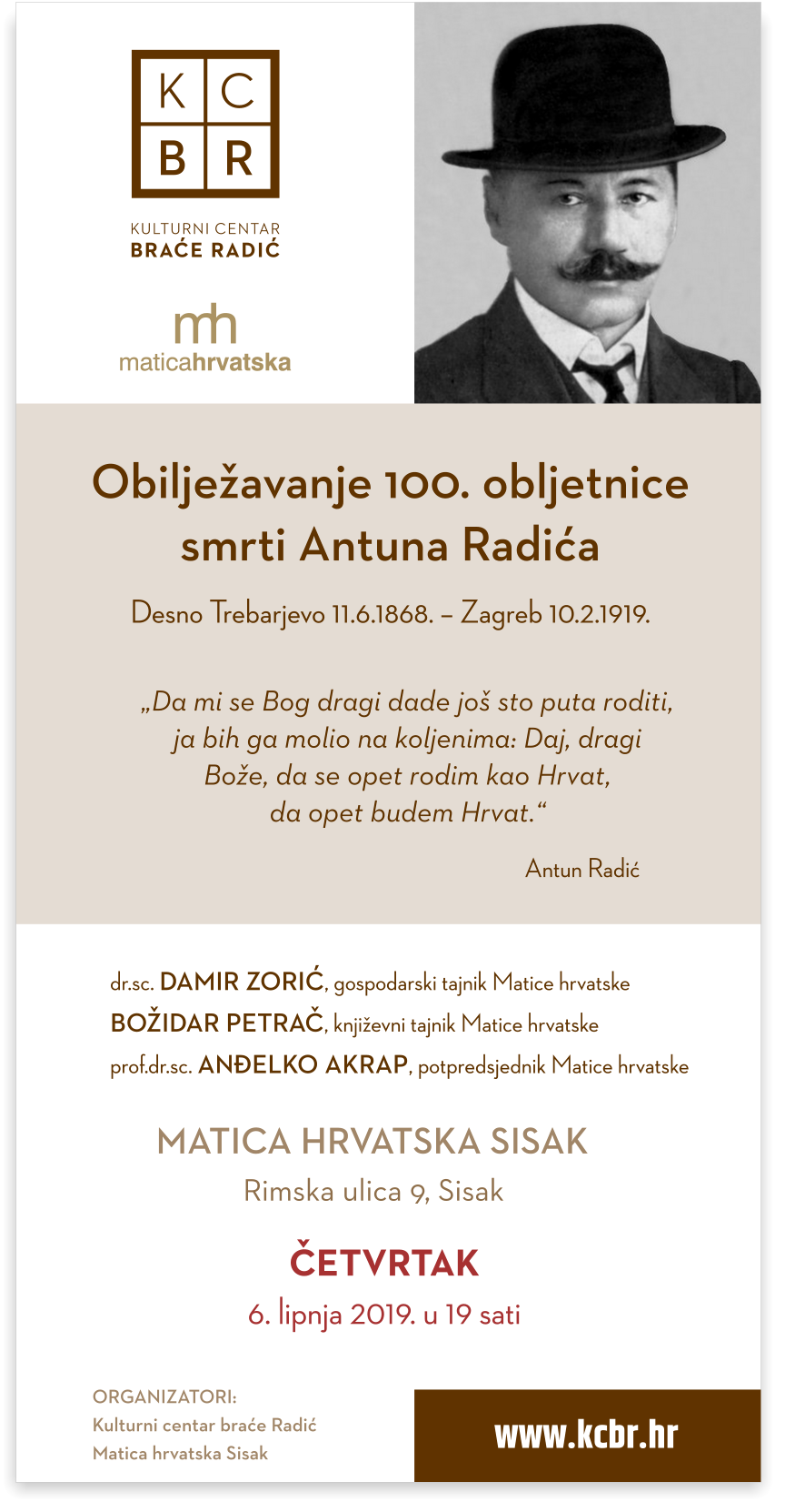 Predavanja uz 100. obljetnicu smrti Antuna Radića Predavanja uz 100. obljetnicu smrti Antuna Radića