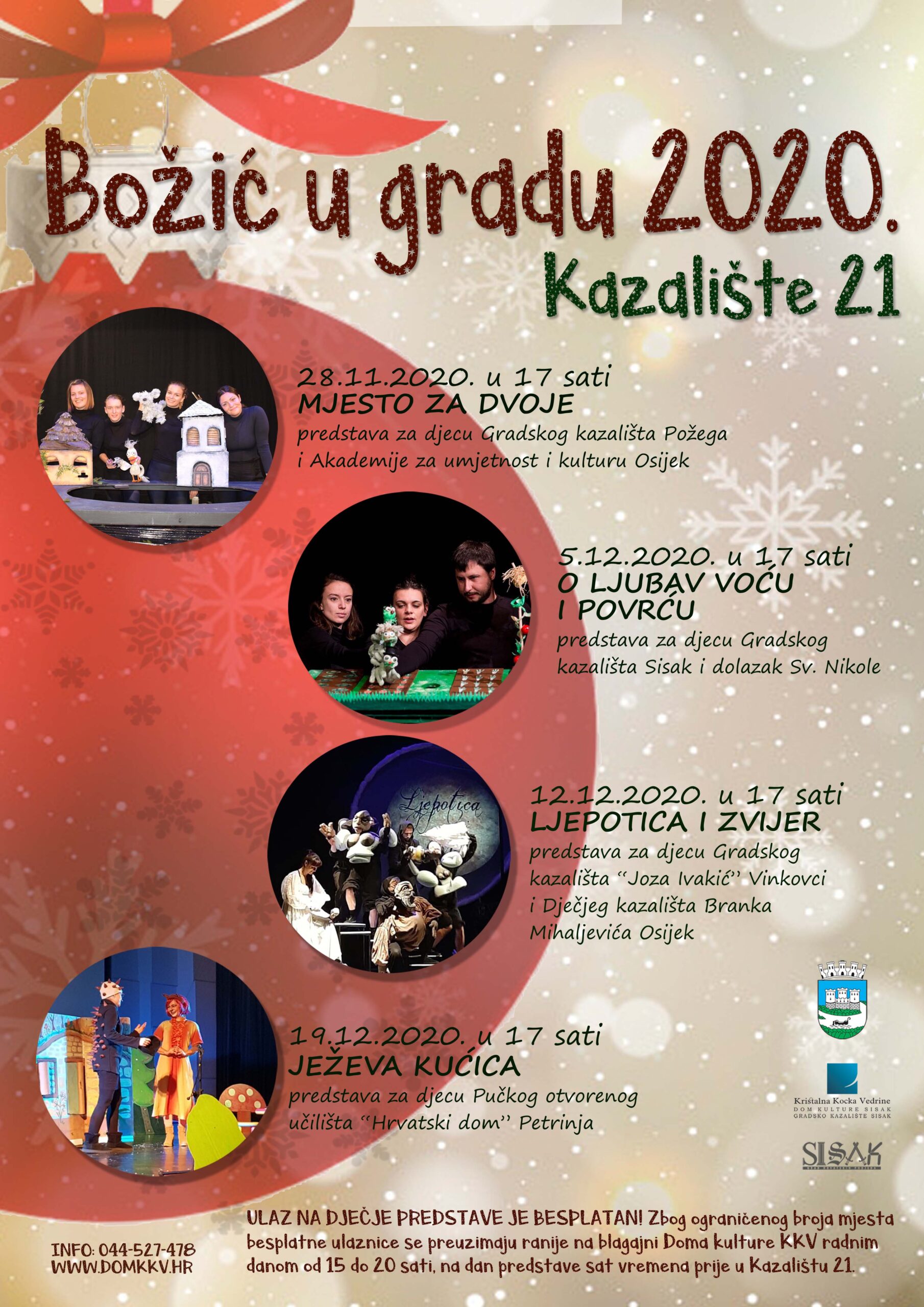 Počinje “Božić u gradu” i dovodi dječji program s predstavom „Mjesto za dvoje“ Počinje “Božić u gradu” i dovodi dječji program s predstavom „Mjesto za dvoje“