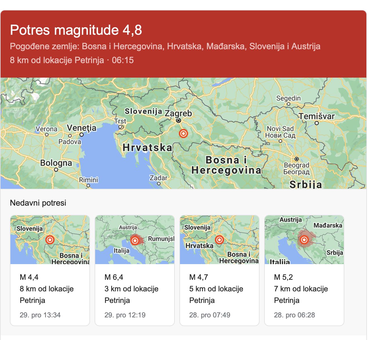 Novi potresi! Jedan je bio 4.8 Richtera Novi potresi! Jedan je bio 4.8 Richtera