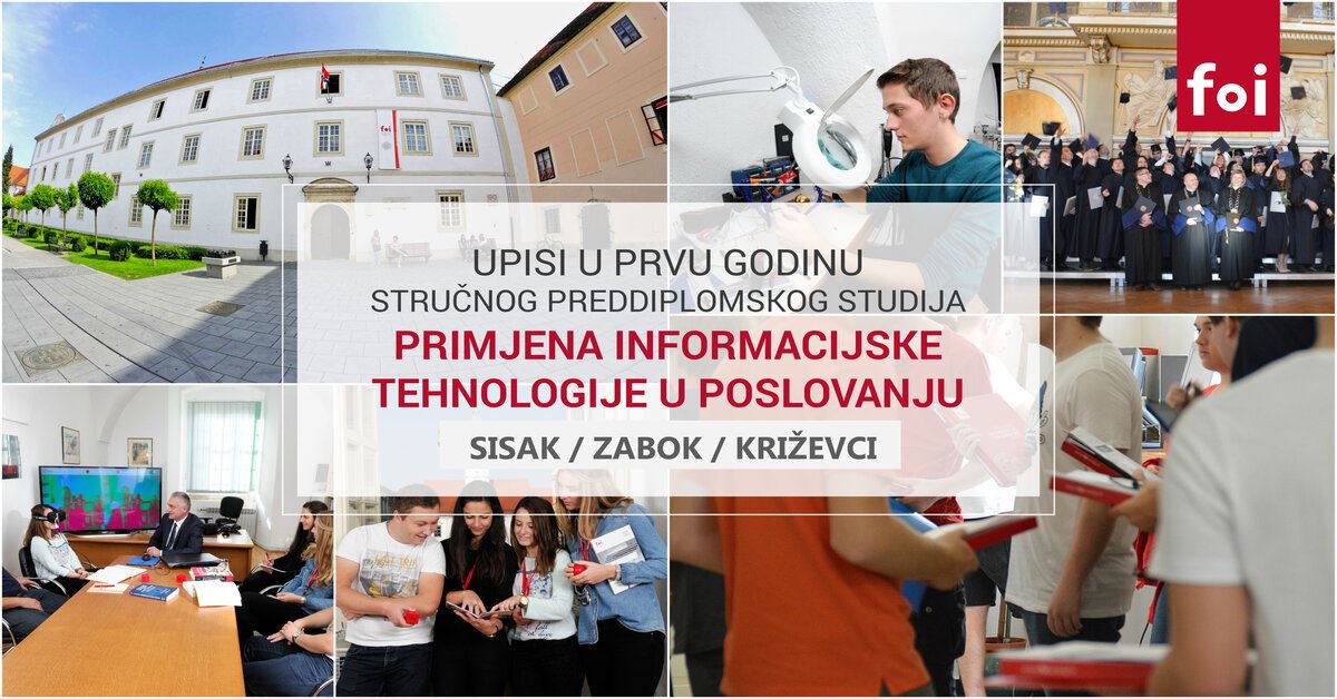Fakultet organizacije i informatike možete upisati i u Sisku! Fakultet organizacije i informatike možete upisati i u Sisku!