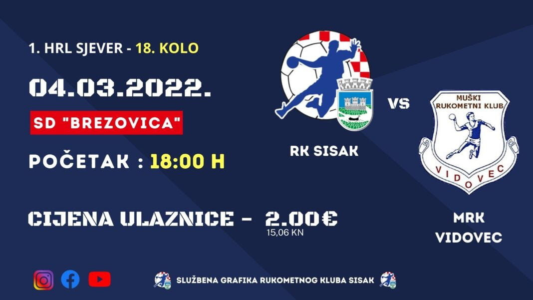 RUKOMET: U subotu RK Sisak: MRK Vidovec RUKOMET: U subotu RK Sisak: MRK Vidovec