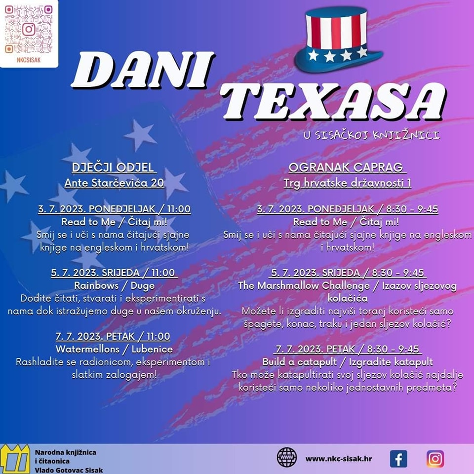 Dani Texasa od 3. do 7. srpnja u sisačkoj knjižnici Dani Texasa od 3. do 7. srpnja u sisačkoj knjižnici