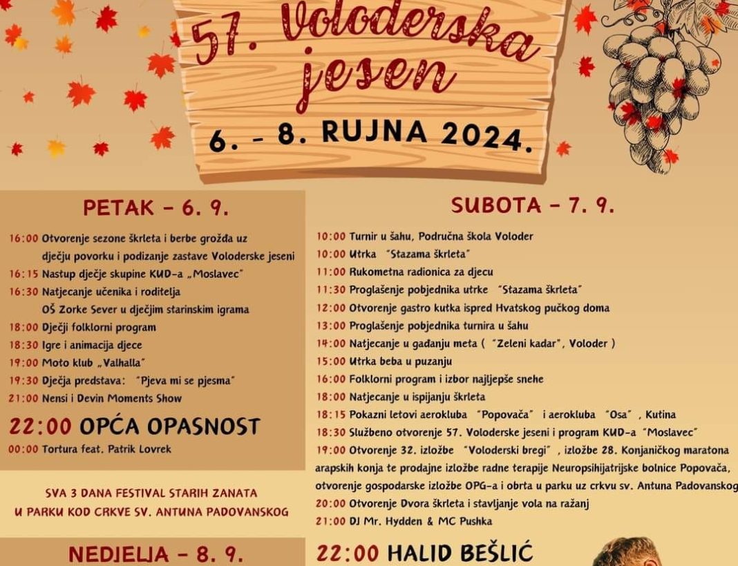 Voloderske jeseni će biti održane od 6. do 8. rujna Voloderske jeseni će biti održane od 6. do 8. rujna