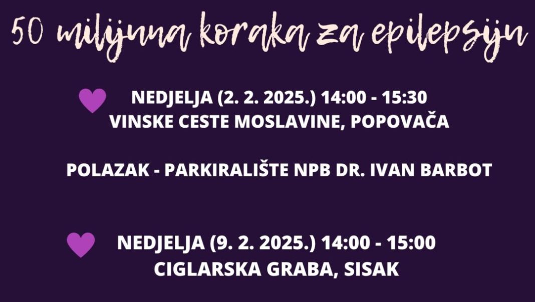 Kampanja „50 milijuna koraka za epilepsiju“ ove nedjelje u Popovači, a iduće u Sisku Kampanja „50 milijuna koraka za epilepsiju“ ove nedjelje u Popovači, a iduće u Sisku