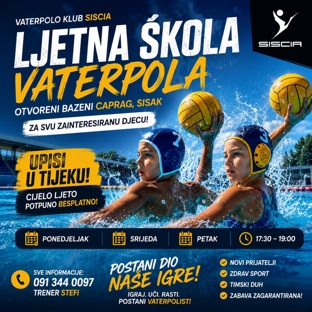 Vaterpolo klub Siscia poziva na besplatnu Školu vaterpola za sve djevojčice i dječake Vaterpolo klub Siscia poziva na besplatnu Školu vaterpola za sve djevojčice i dječake