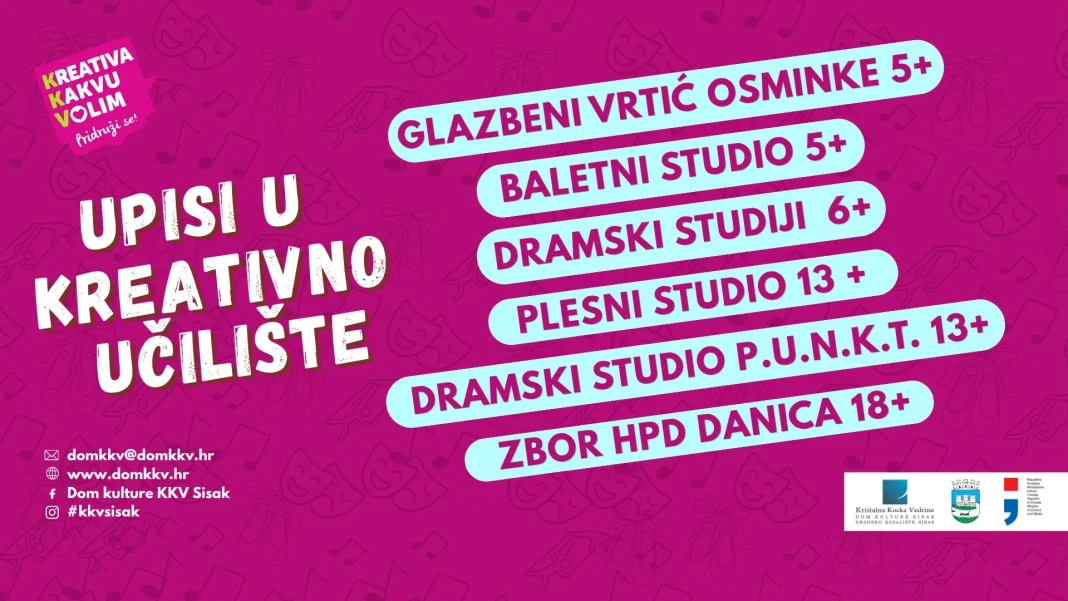 Upisi u novu sezonu Kreativnog učilišta Doma kulture KKV Upisi u novu sezonu Kreativnog učilišta Doma kulture KKV