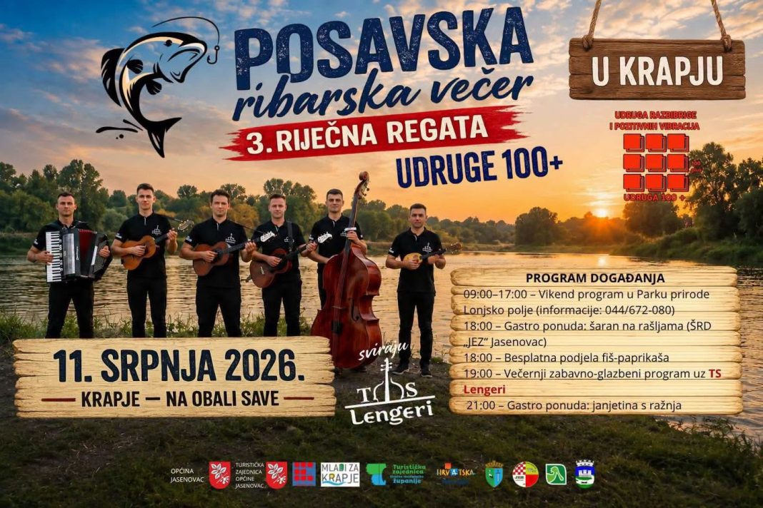Posavska ribarska večer i 3. riječna regata udruge 100+ u Krapju Posavska ribarska večer i 3. riječna regata udruge 100+ u Krapju