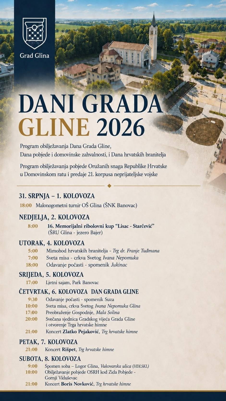 Dani grada Gline su do 8. kolovoza Dani grada Gline su do 8. kolovoza