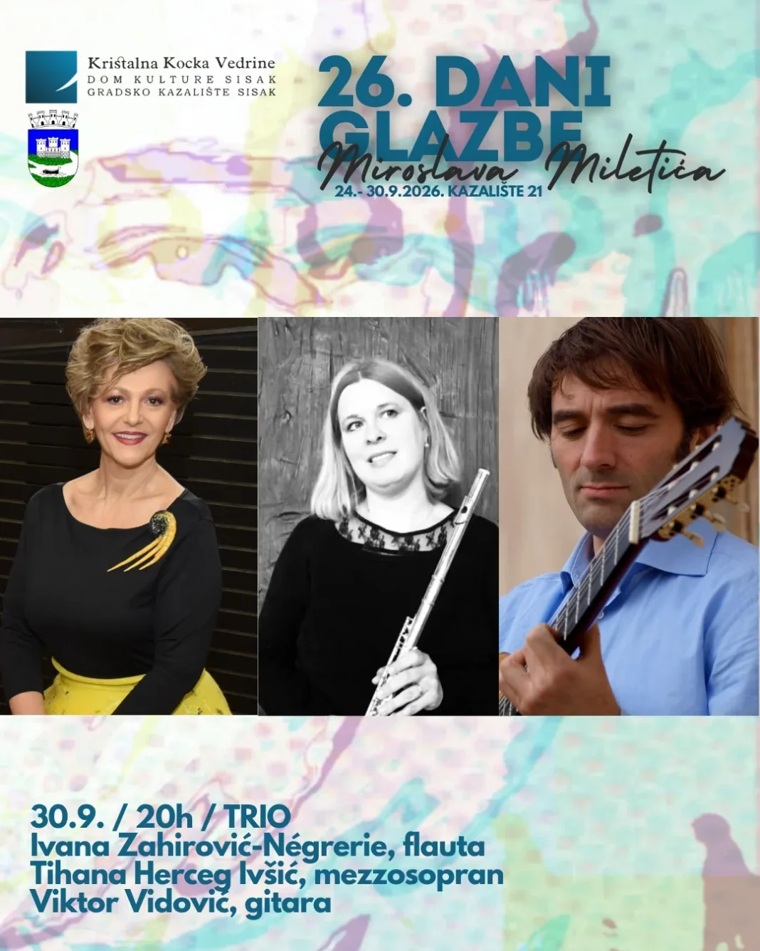 26. Miletićevi dani: Trio Ivana Zahirović-Négrerie, Tihana Herceg Ivšić i Viktor Vidović 26. Miletićevi dani: Trio Ivana Zahirović-Négrerie, Tihana Herceg Ivšić i Viktor Vidović