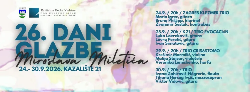 Počinju 26. Dani glazbe Miroslava Miletića u Kazalištu 21 Počinju 26. Dani glazbe Miroslava Miletića u Kazalištu 21